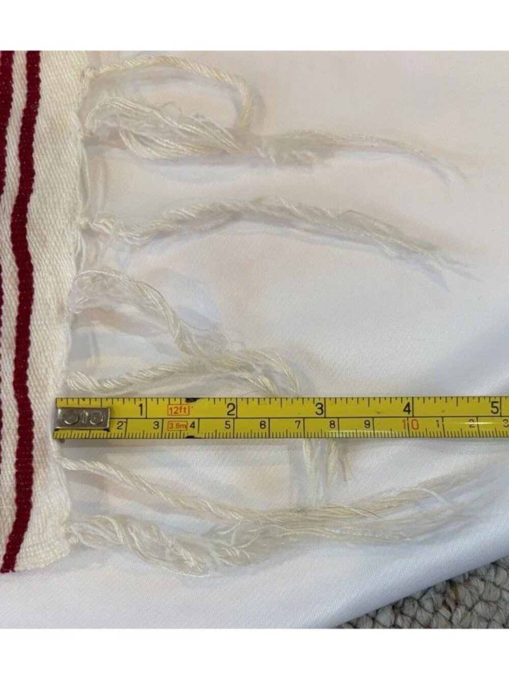 Vintage 80s Yellow Mexican Serape Blanket Colorful Stripes Boho Fringe 82" x 60 - Picture 8 of 16